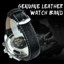 JARAGAR - automatic mechanical watch - 3 sub-dial - leather strapWatches