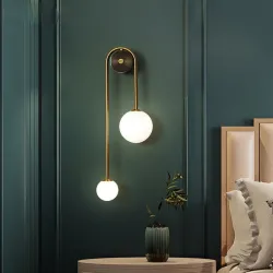 Modern wall lamp - double glass ball - gold iron - LED G9 - AC90-260VWall lights