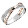 Elegant women's ring - two-tones - X-shape - white zirconiaRings