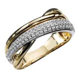 Two tone gold ring - with white zirconiaRings