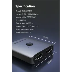 4K HDMI splitter - 60Hz - 1x2/2x1 adapter - 2 in 1 converterHDMI switchers