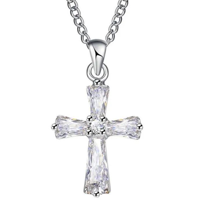 Crystal cross shaped pendant - with necklaceNecklaces