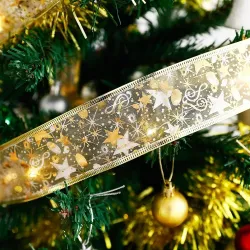 Embroidered LED ribbon - Christmas tree decoration - battery operatedChristmas