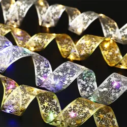 Embroidered LED ribbon - Christmas tree decoration - battery operatedChristmas