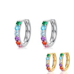 Elegant round earrings - colorful crystals - 925 sterling silverEarrings