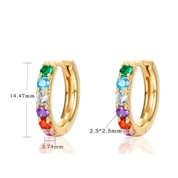 Elegant round earrings - colorful crystals - 925 sterling silverEarrings
