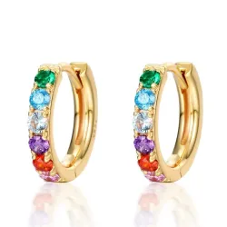 Elegant round earrings - colorful crystals - 925 sterling silverEarrings