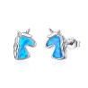 Unicorn earrings - blue opal - 925 sterling silverEarrings