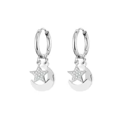 Small circle earrings - moon / crystal starEarrings