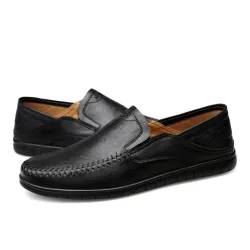 Classic men's loafers - slip on - genuine leatherShoes