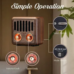 Retro wooden speaker - digital FM radio - BluetoothBluetooth speakers