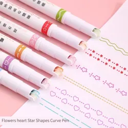 Artistic pen - curved lines marker - roller pen with patterns - 6 piecesPens & Pencils