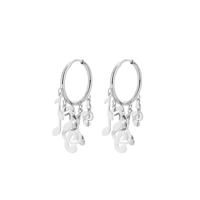 Small hoop earrings - with hanging music notesEarrings