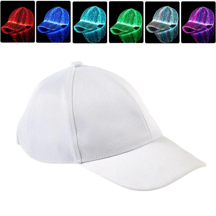 Baseball cap - fiber optic - LED - USB - whiteHats & Caps