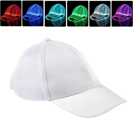 Baseball cap - fiber optic - LED - USB - whiteHats & Caps