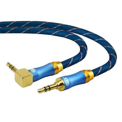 35mm jack AUX audio cable - male to male - 90 degree - right angleCables