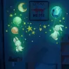 Luminous wall sticker - kids bedroom wallpaper - bunny / moon / balloons / starsWall stickers