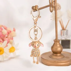 Gold sheep - with crystals - keychainKeyrings