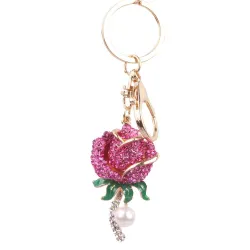 Crystal rose with pearl - keychainKeyrings