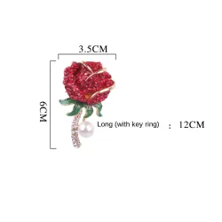 Crystal rose with pearl - keychainKeyrings