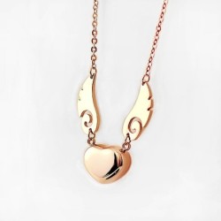 Heart / angel wings pendant - with necklace - stainless steelNecklaces