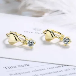 Elegant round earrings - heart / zirconEarrings