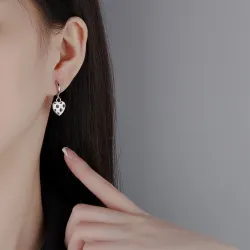Round earrings with hanging check heartEarrings