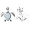 Silver turtle earrings - colorful opalEarrings