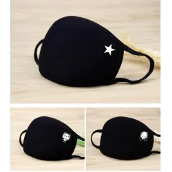 Reusable protective face mask - cotton - black - with patternMouth masks