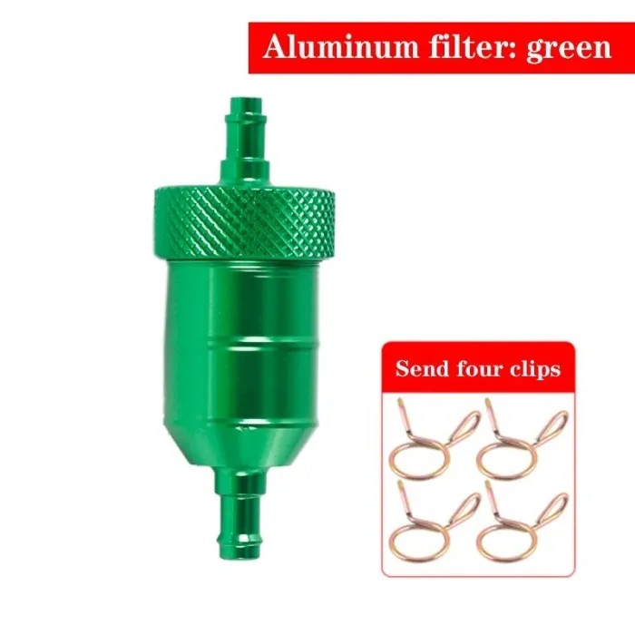 Aluminum motorcycle gas / fuel / petrol / oil filter - with clips - 6 mmMotorbike parts