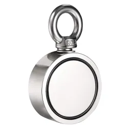 Double sided neodymium magnet - fishing magnet - with eyebolt - 300Kg - D60mmMagnets