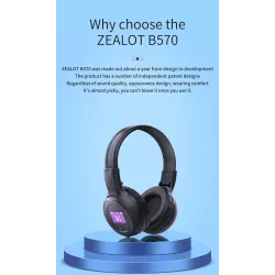 Zealot B570 - Bluetooth headphones - headset - LCD display - micro-SD slot - microphone - noise reductionHeadsets