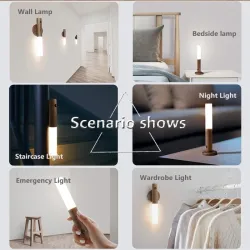 LED wooden wall light - infrared / night sensor - wireless - USB chargingWall lights