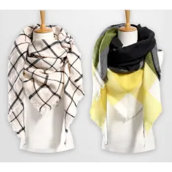 Plaid cashmere shawl - triangle shapeScarves