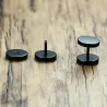 Black stud round earrings - unisexEarrings
