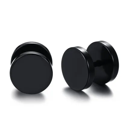 Black stud round earrings - unisexEarrings