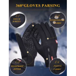Warm skiing gloves - touch screen function - zipper - waterproofGloves
