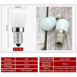 3W - E14 - AC 220V - LED - fridge bulb - 2 piecesE14