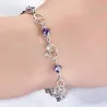 Elegant bracelet - purple crystals / hearts - 925 sterling silverBracelets