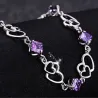 Elegant bracelet - purple crystals / hearts - 925 sterling silverBracelets