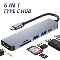 6 in 1 HUB - type-C - USB 3.0 - HDMI compatible - splitter - adapterHubs
