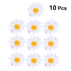 Decorative hair clips - white daisies - 10 piecesHair clips