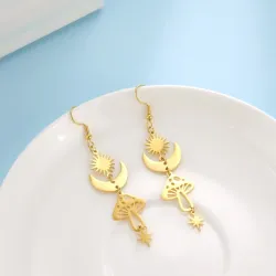 Trendy long earrings - mushroom / stars / moonEarrings