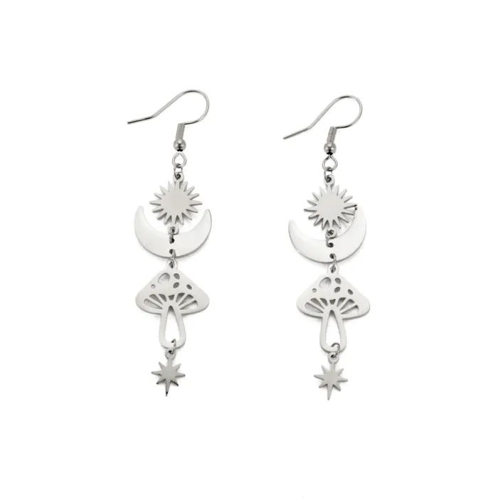 Trendy long earrings - mushroom / stars / moonEarrings