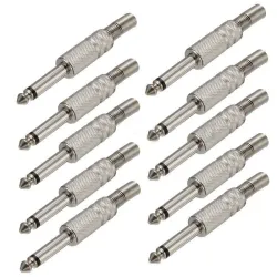1/4" Mono audio jack metal - 6.35mm - 75 * 15mm - 10 piecesPlugs