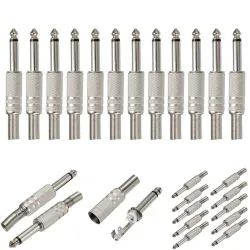 1/4" Mono audio jack metal - 6.35mm - 75 * 15mm - 10 piecesPlugs