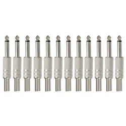 1/4" Mono audio jack metal - 6.35mm - 75 * 15mm - 10 piecesPlugs