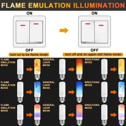 LED flame lamp - fire effect bulb - 3 modes - 5W - E27 - E12 - E14 - B22E14