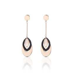 Rose gold long earrings - triple oval circlesEarrings