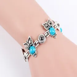 Vintage jewellery set with owls - earrings / necklace / braceletJewellery Sets